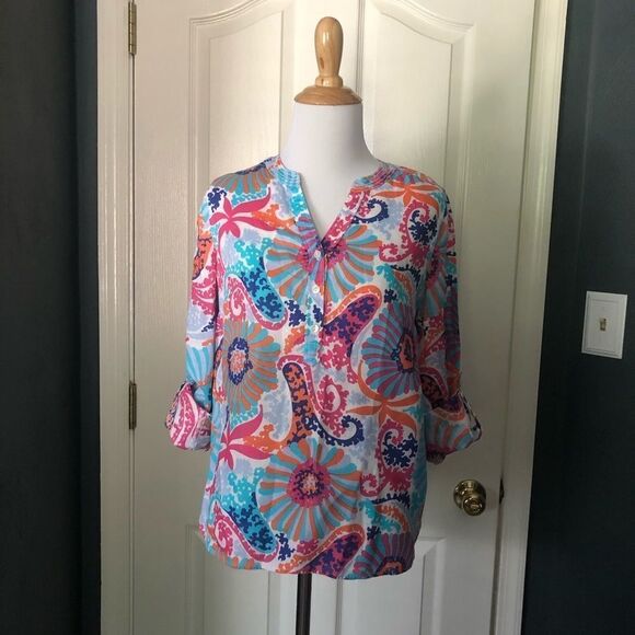 Talbots 100% Linen Floral Blouse - Picture 6 of 8